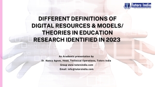 Different definitions of digital resources & models theories in Education research identified in 2023