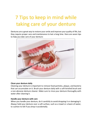 7 tips to keep in mind while taking care of your denture