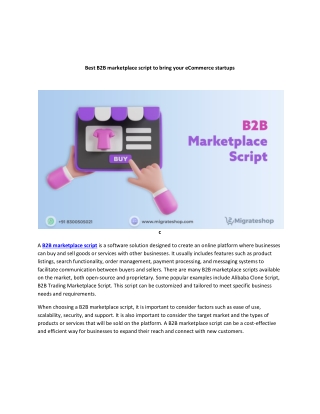Best B2B marketplace script to brings your ecommerce startups