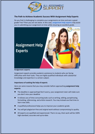 The Path to Achieve Academic Success With Assignment Help Experts