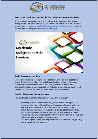 Boost Your Confidence and Grade With Academic Assignment Help