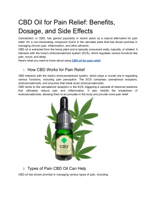 CBD Oil for Pain Relief_ Benefits, Dosage, and Side Effects