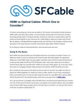 HDMI vs Optical Cables_ Which one to Consider