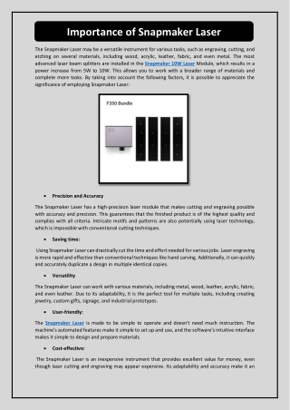 Importance of Snapmaker Laser