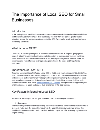 The Importance of Local SEO for Small Businesses