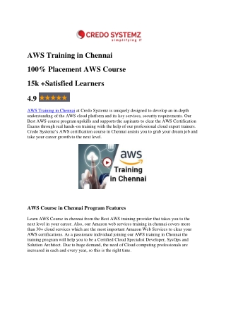 AWS Training in chennai-CREDO SYSTEMZ