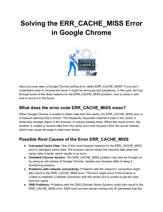 Solving the ERR_CACHE_MISS Error in Google Chrome