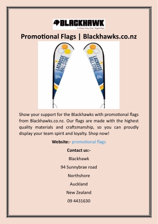 Promotional Flags  Blackhawks.co.nz