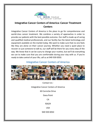 Integrative Cancer Centers of America Cancer Treatment Centers