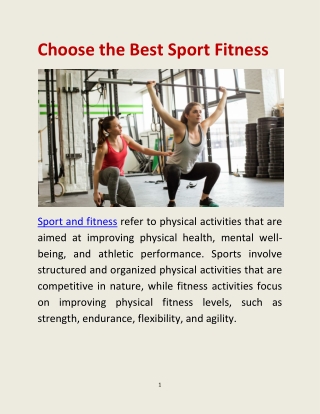 Choose the Best Sport Fitness