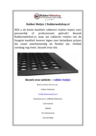 Rubber Matjes  Rubberwebshop.nl
