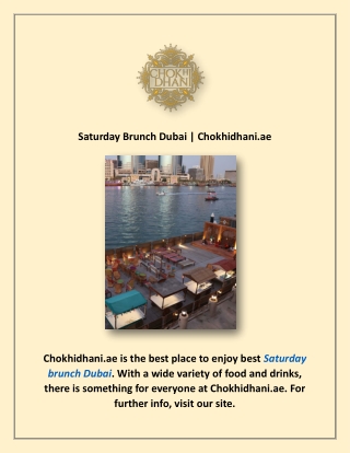 Saturday Brunch Dubai | Chokhidhani.ae
