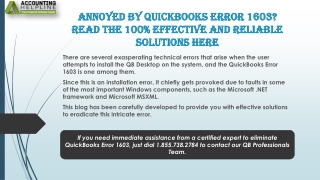 An effective way to fix QuickBooks Error 1603