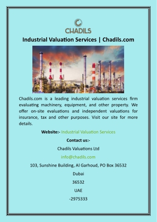 Industrial Valuation Services  Chadils