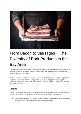 From Bacon to Sausages – The Diversity of Pork Products in the Bay Area