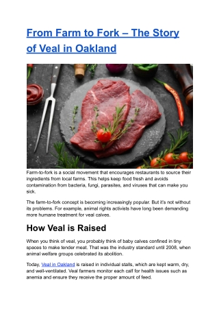 From Farm to Fork – The Story of Veal in Oakland
