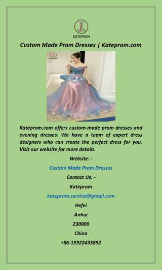 Custom Made Prom Dresses  Kateprom