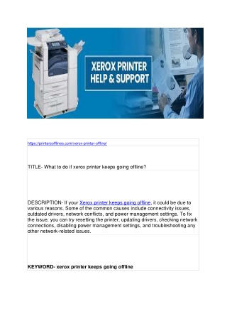 What to do if xerox printer keeps going offline?