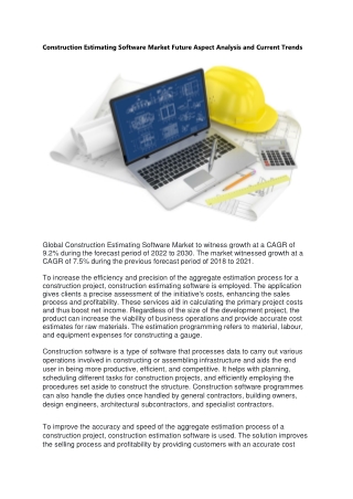 Construction Estimating Software Market Future Aspect Analysis and Current Trend