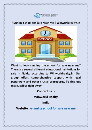 Running School for Sale Near Me  Winworldrealty in