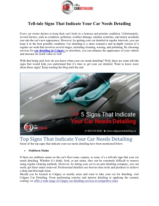 Tell-tale Signs That Indicate Your Car Needs Detailing