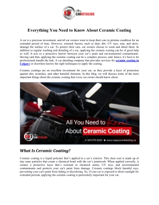 Everything You Need to Know About Ceramic Coating