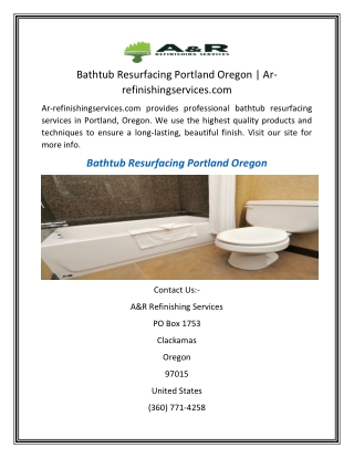 Bathtub Resurfacing Portland Oregon Ar-refinishingservices
