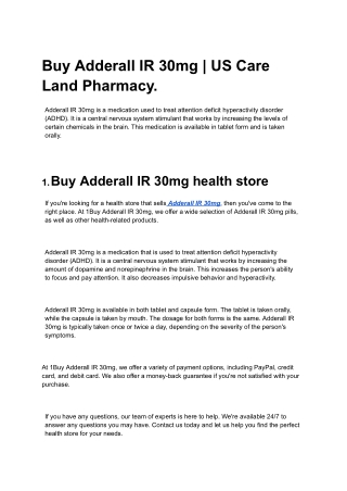 Buy Adderall IR 30mg _ US Care Land Pharmacy.