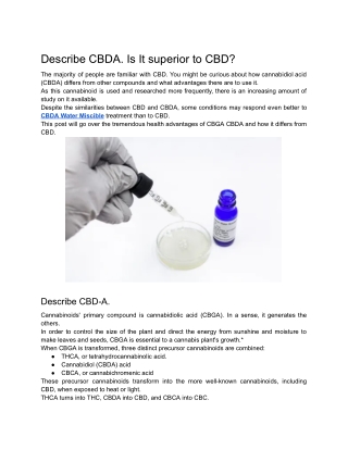 Describe CBDA. Is It superior to CBD?