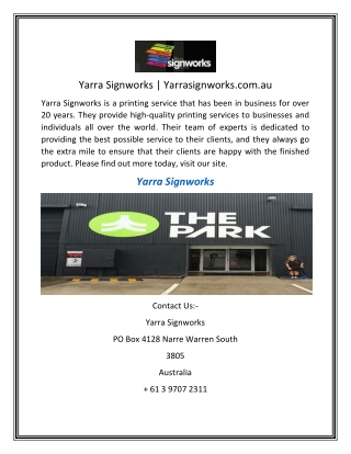 Yarra Signworks  Yarrasignworks.com