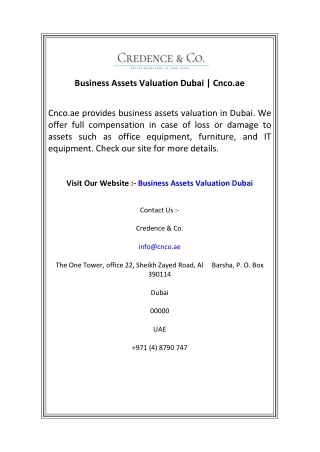 Business Assets Valuation Dubai  Cnco.ae