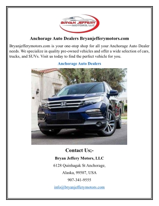 Anchorage Auto Dealers | Bryanjefferymotors.com