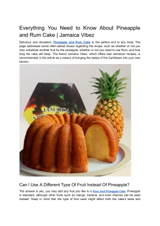 Everything You Need to Know About Pineapple and Rum Cake - Jamaica Vibez