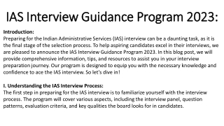 IAS Interview Guidance Program 2023