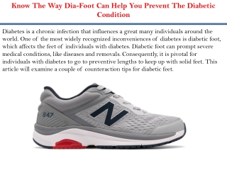 Know The Way Dia-Foot Can Help You Prevent The Diabetic Condition