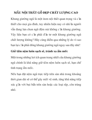 MẪU NỘI THẤT GỖ ĐẸP CHẤT LƯỢNG CAO
