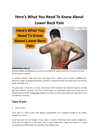 Here's What You Need To Know About Lower Back Pain