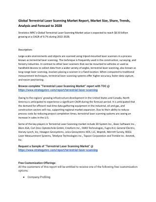 Global Terrestrial Laser Scanning Market Report, Market Size, Share, Trends