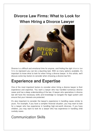 Divorce Law Firms What to Look for When Hiring a Divorce Lawyer