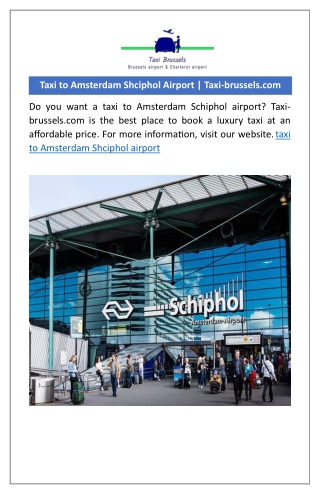 Taxi to Amsterdam Shciphol Airport | Taxi-brussels.com