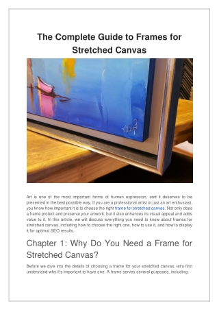 The Complete Guide to Frames for Stretched Canvas