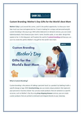 Custom Branding - Mother's Day Gifts for the World's Best Mom