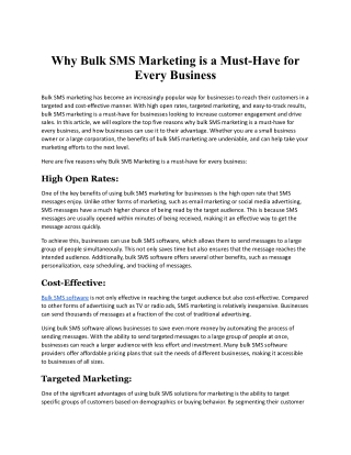 Why Bulk SMS Marketing is a Must-Have for Every Business.