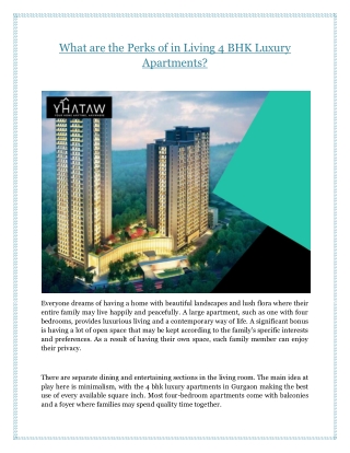 What are the Perks of in Living 4 BHK Luxury Apartments?