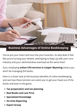 Business Advantages of Online Bookkeeping