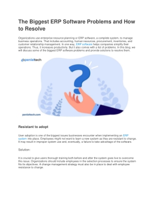 The Biggest ERP Software Problems and How To Resolve - Penieltech