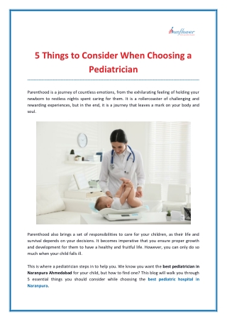 5 Things to Consider When Choosing a Pediatrician