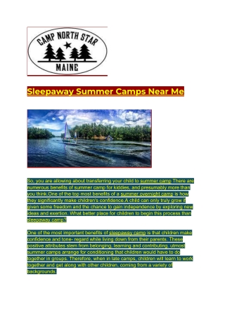 Sleepaway Summer Camps Near Me