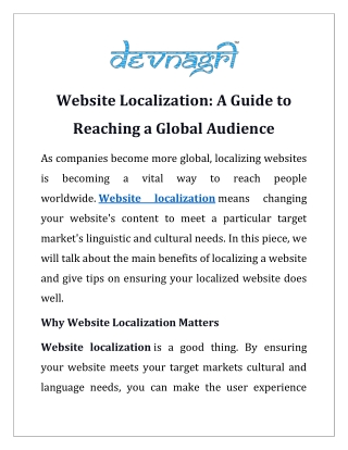 Website Localization: A Guide to Reaching a Global Audience