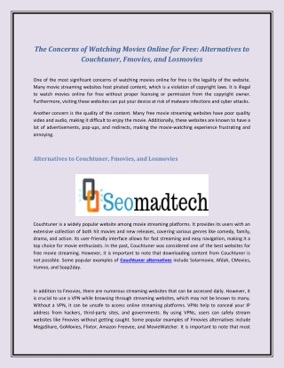 The Concerns of Watching Movies Online for Free-Alternatives to Couchtuner, Fmovies, and Losmovies